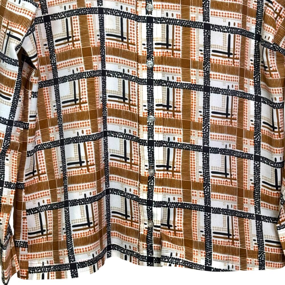 Vintage K-Mart 1970's Size 38 Geometric Print Polyester Dagger Collar Shirt - Picture 4 of 7